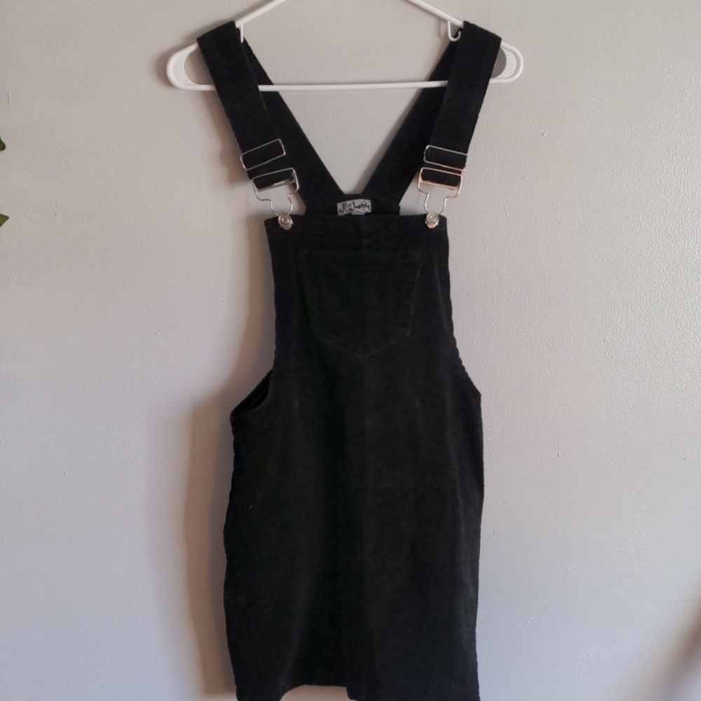 Women's black corduroy overall skirt
